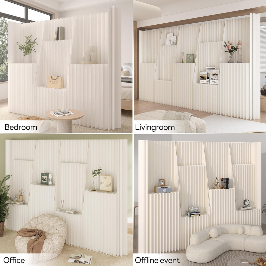 Folding Paper Room Divider, Freestanding Privacy Screen, Adjustable Paper Partition, Decorative Portable Room Separator for Home Office Dorm Indoor Studio