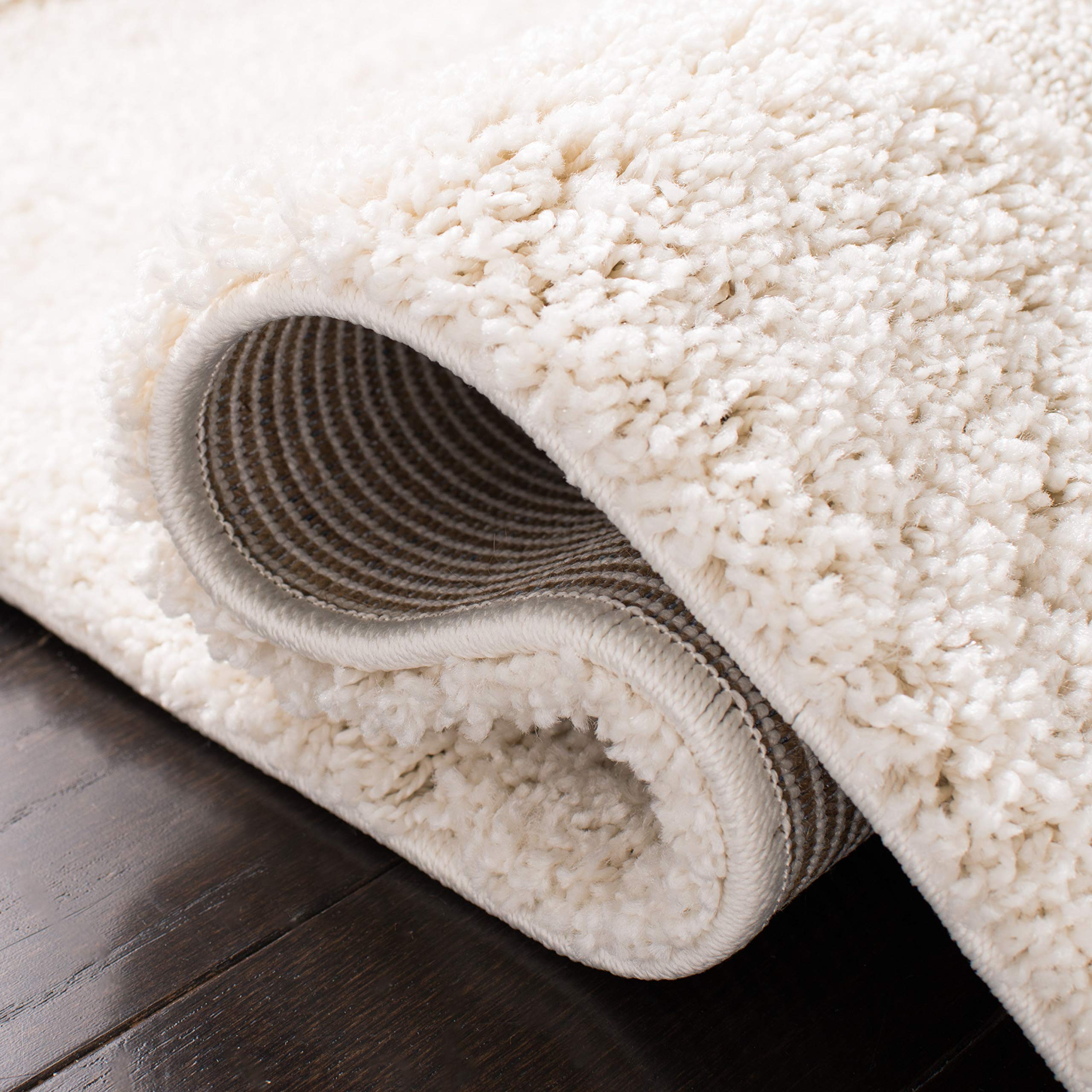 SAFAVIEH Area Rug 8x10 - Florida Shag Collection - Large - Creme & Creme, Border Design, Non-Shedding & Easy Cleaning, Plush Thick Pile, Ideal for Living Room, Bedroom, Dining Space (SG454-1111)