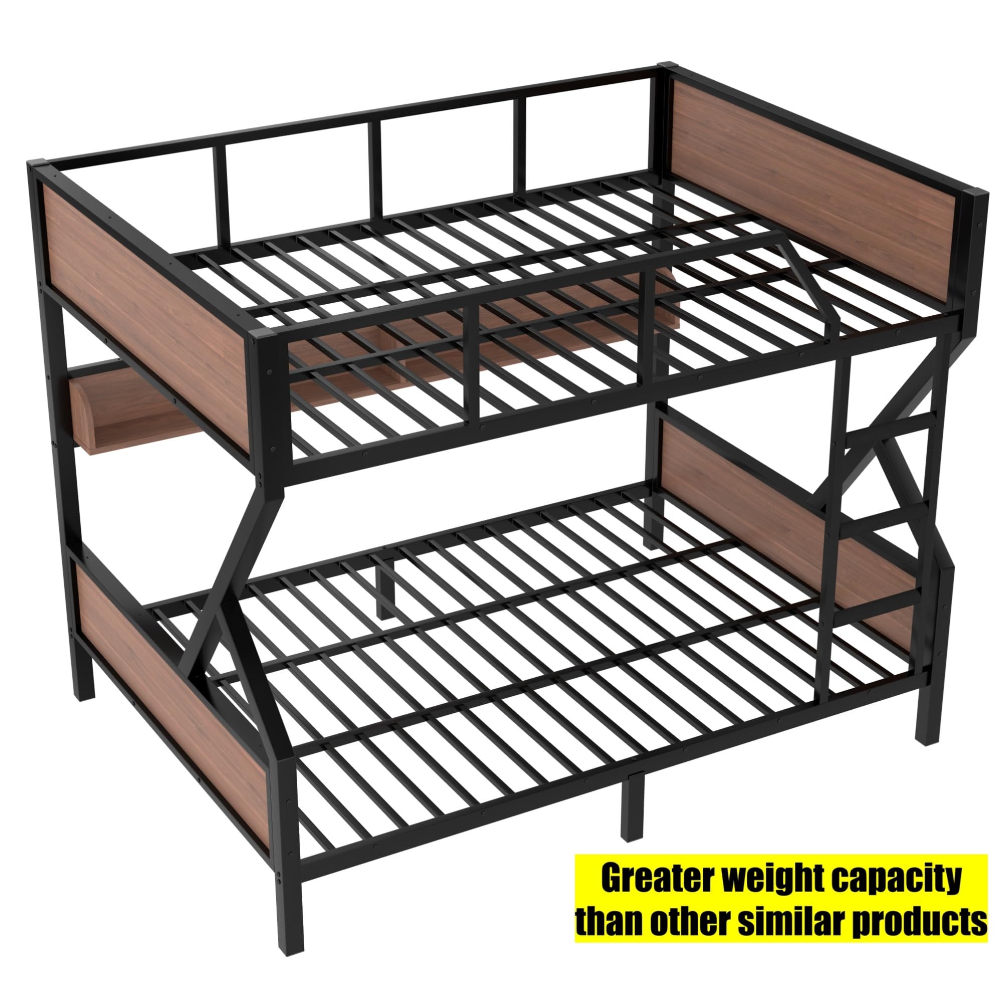 LEEKAF Stronger & Safer Heavy Duty Metal Queen Over Queen Size Bunk Bed for Adults Teens, Thickened More Stable Steel Bunkbed (Greater Weight Capacity) (Queen Over Queen-C)