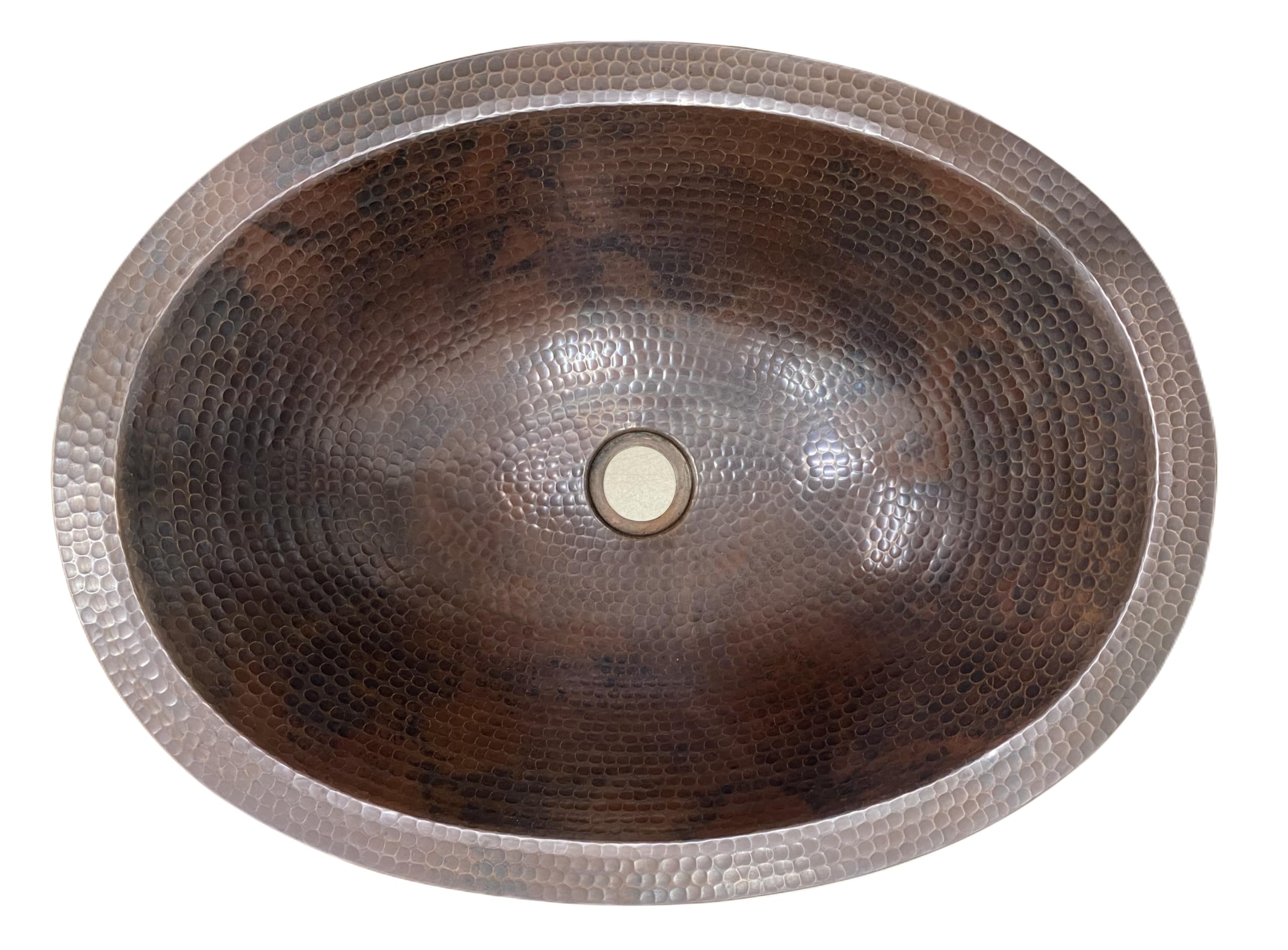 SimplyCopper 19" Oval Rustic COMBO Copper Bath Sink with Lift & Turn Drain & 2-Handled Faucet in ORB