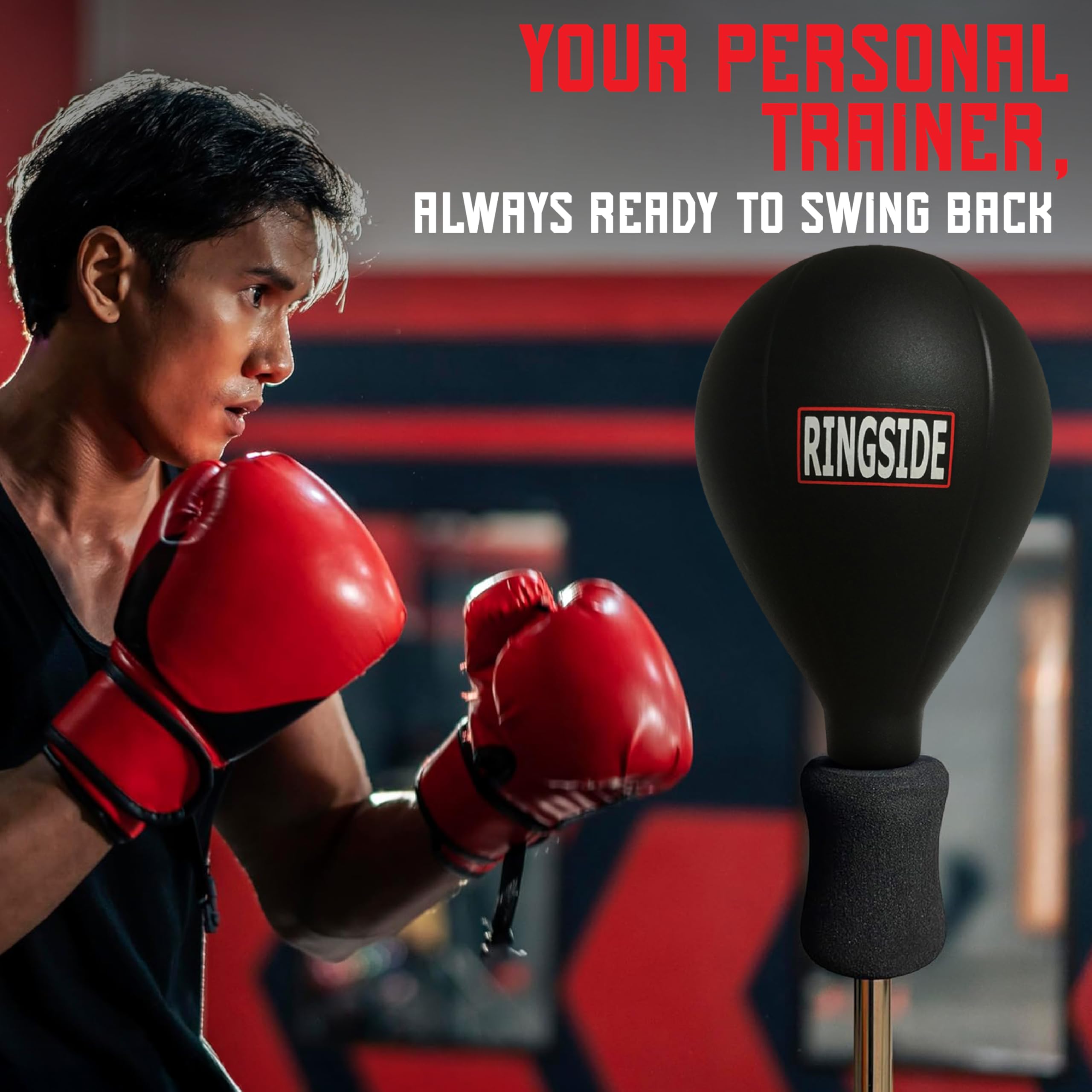 Ringside Cobra Reflex Boxing Punching Bag (New Version), Freestanding Foam-Filled Punching Bag Stand with Rapid-Rebound Spring, Ideal for Boxing, MMA, Muay Thai, and More, Adjustable Height, 60"–84"