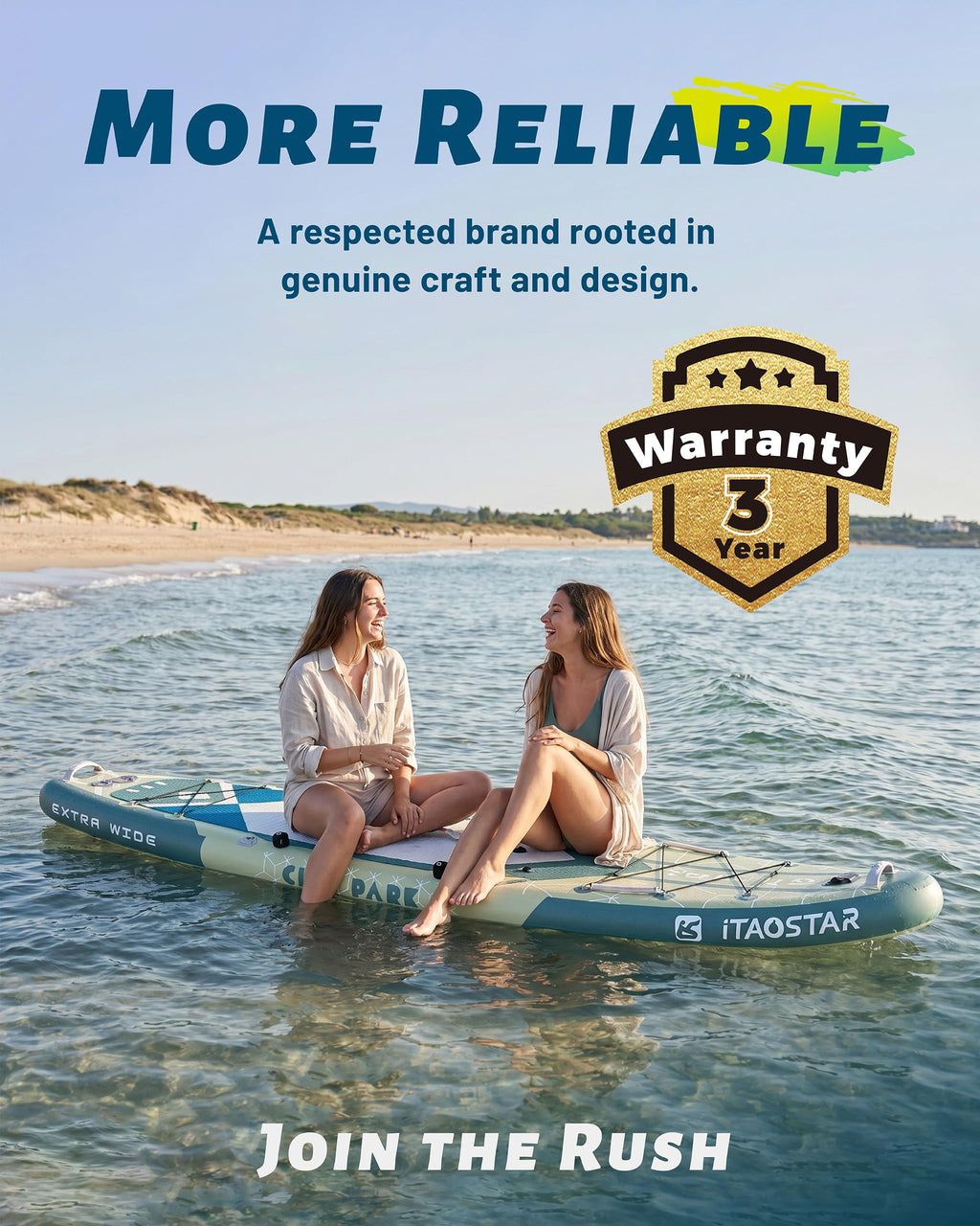 iTAOSTAR C03C 35" Super Wide Paddle Board, More Fun Inflatable Paddle Board with 5 Fins，12 Foot Stand Up Paddle Board with Premium SUP Accessories for Adults of All Skill Levels