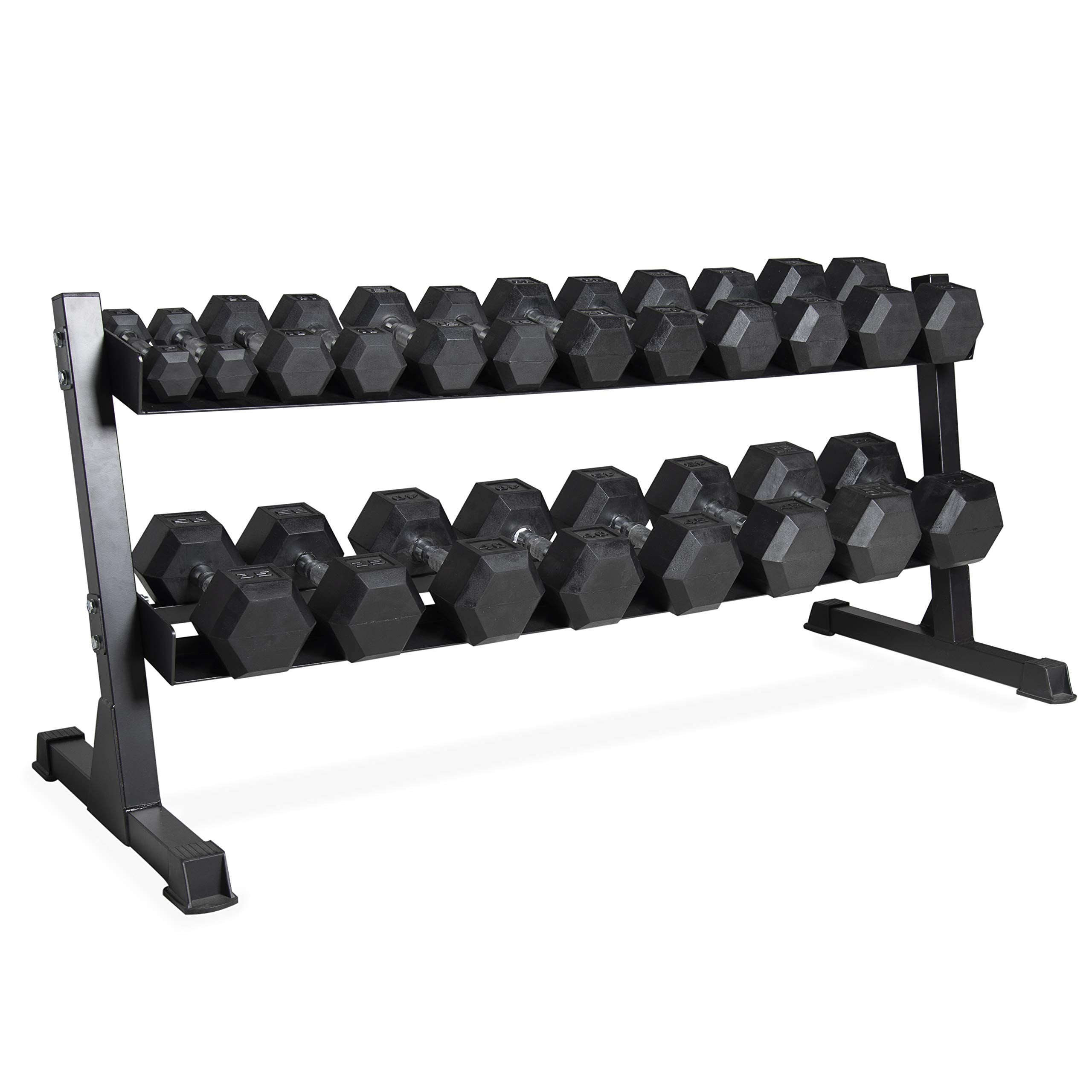 CAP 550 LB Dumbbell Set with 2-Tier Rack, Rubber Hex Weights Dumbbells Set, Home Gym Weight Set for Strength Training, Comfort Grip, Black Rack