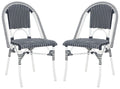SAFAVIEH Outdoor - Torino Bistro Chair Set of 2 - Navy & White - Faux Wicker & Aluminum Frame - Bistro Side Chair Design - Ideal for Patio, Deck, Sunroom, Dining Area, 18" Seat Height (PAT7550F-SET2)