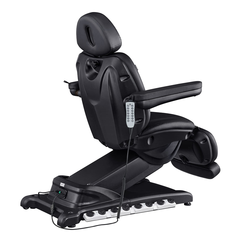 Dir Full Electrical 4 Motor Facial Beauty Bed - Doctor, Tattoo, Medical Podiatry Chair - Spa Aesthetic Chair with Thermal Heated Seats Apollo, Black