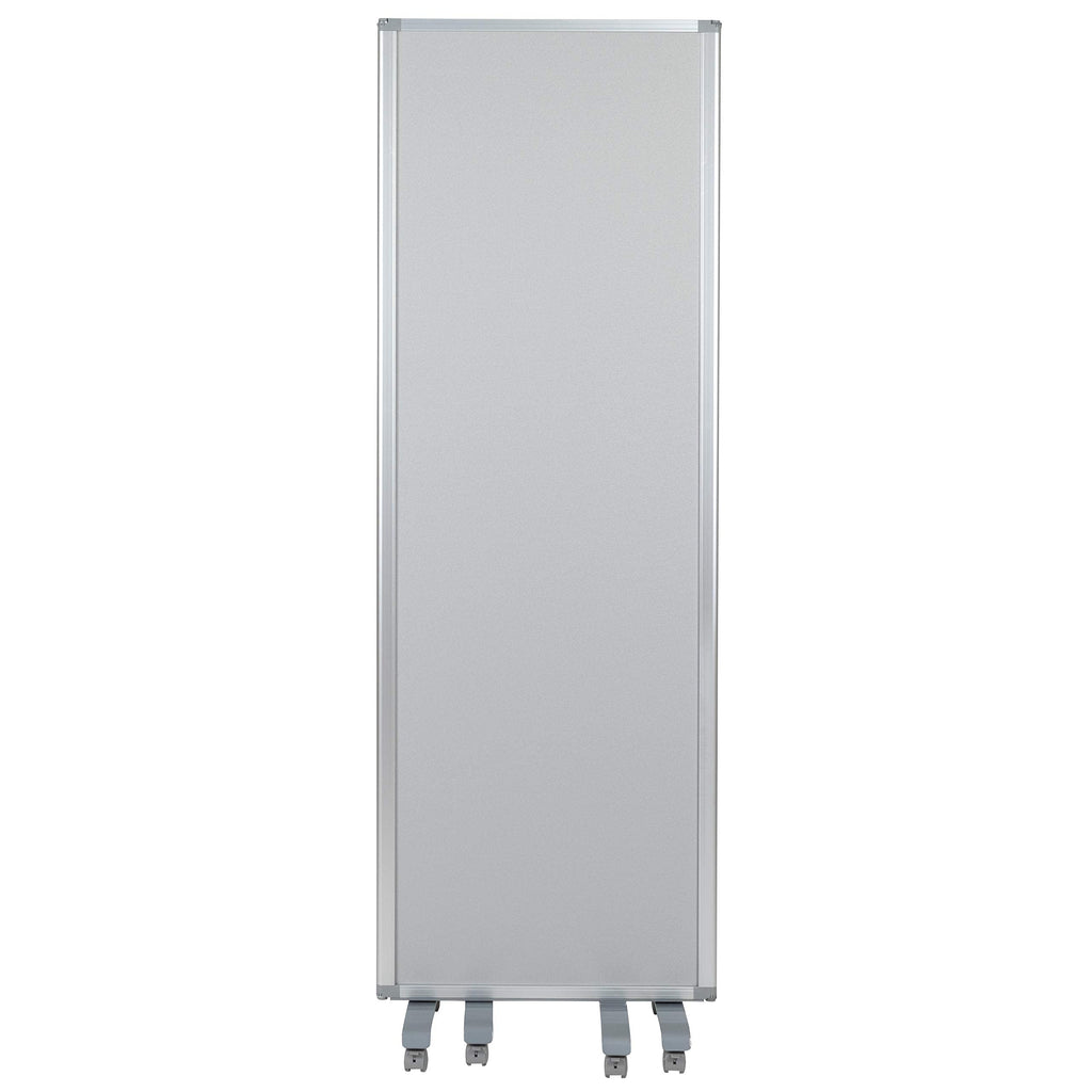 Flash Furniture Raisley 3-Section Mobile Magnetic Whiteboard and Cloth Partition, Rolling Dry Erase Board Room Divider, 72"H x 24"W