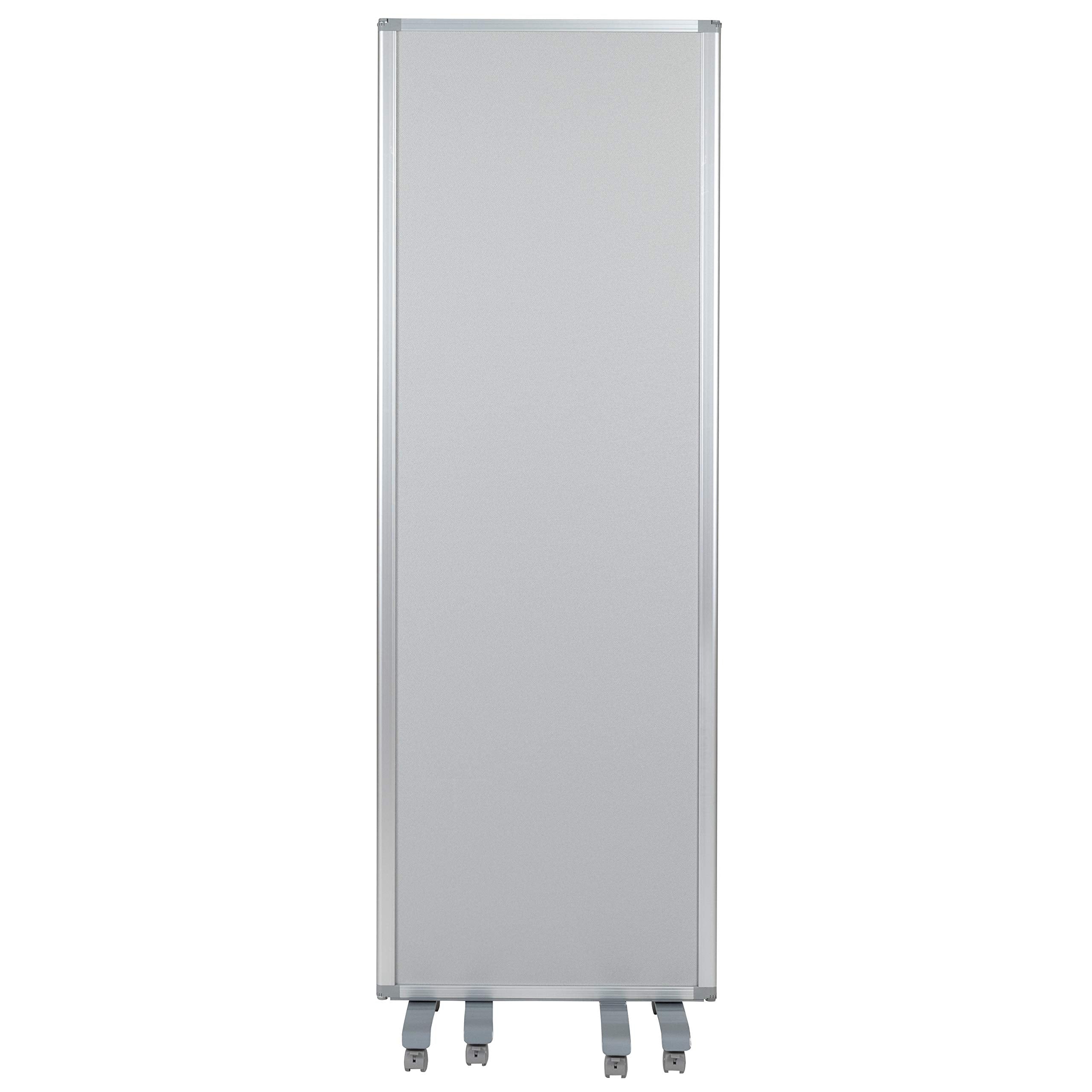 Flash Furniture Raisley 3-Section Mobile Magnetic Whiteboard and Cloth Partition, Rolling Dry Erase Board Room Divider, 72"H x 24"W