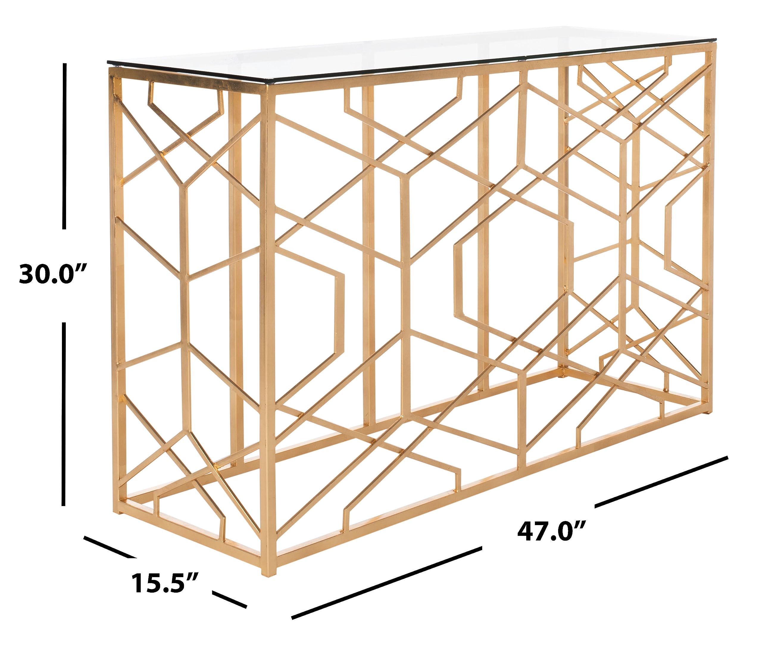 SAFAVIEH Couture Collection Sean Art Deco Geometric Gold Leaf Console Table (Fully Assembled)