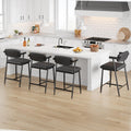 IDEALHOUSE Counter Height Bar Stools Set of 8, 26" Metal Barstools Set with Armrest & Footrest, Bar Chairs with Long Back &Thickened Wide Soft Seat for Kitchen Island, Counter Height Bar, Rustic Black