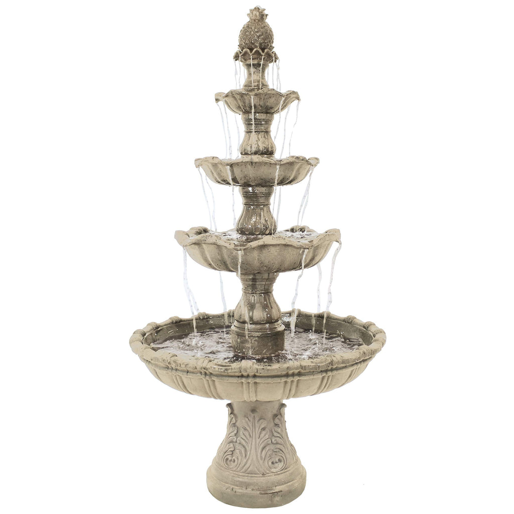 Sunnydaze Grand Courtyard 4-Tier Large Outdoor Water Fountain - 80" Tall Outdoor Fountain - Tiered Electric Garden Water Feature for Patio, Backyard, or Yard - Faux Stone Resin - Earth