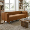 Christopher Knight Home Alissa 78.7" Modern 3 Seater Sofa, Textured Upholstered Lounge Sofa Couch with Rolled Arms and Rubberwood Legs, Couches for Living Room and Office, Lounge Seating, Orange
