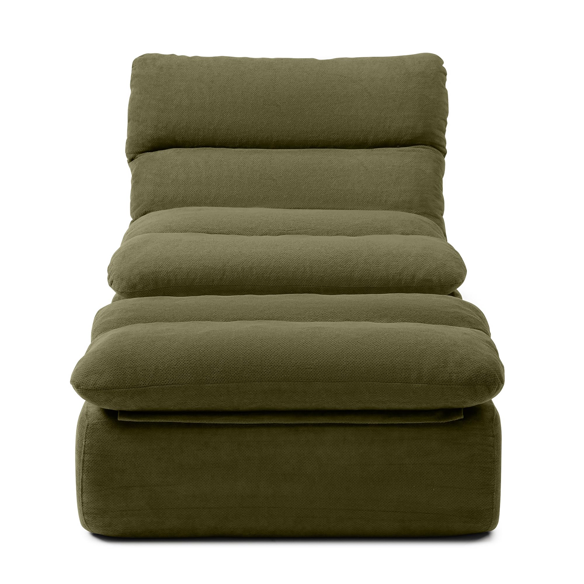 KEIKI 32" Bean Bag Chair with Ottoman, Upholstered Chaise Lounge Chair with High Density Foam, Tufted Lazy Sofa for Living Room, Bedroom (Green)