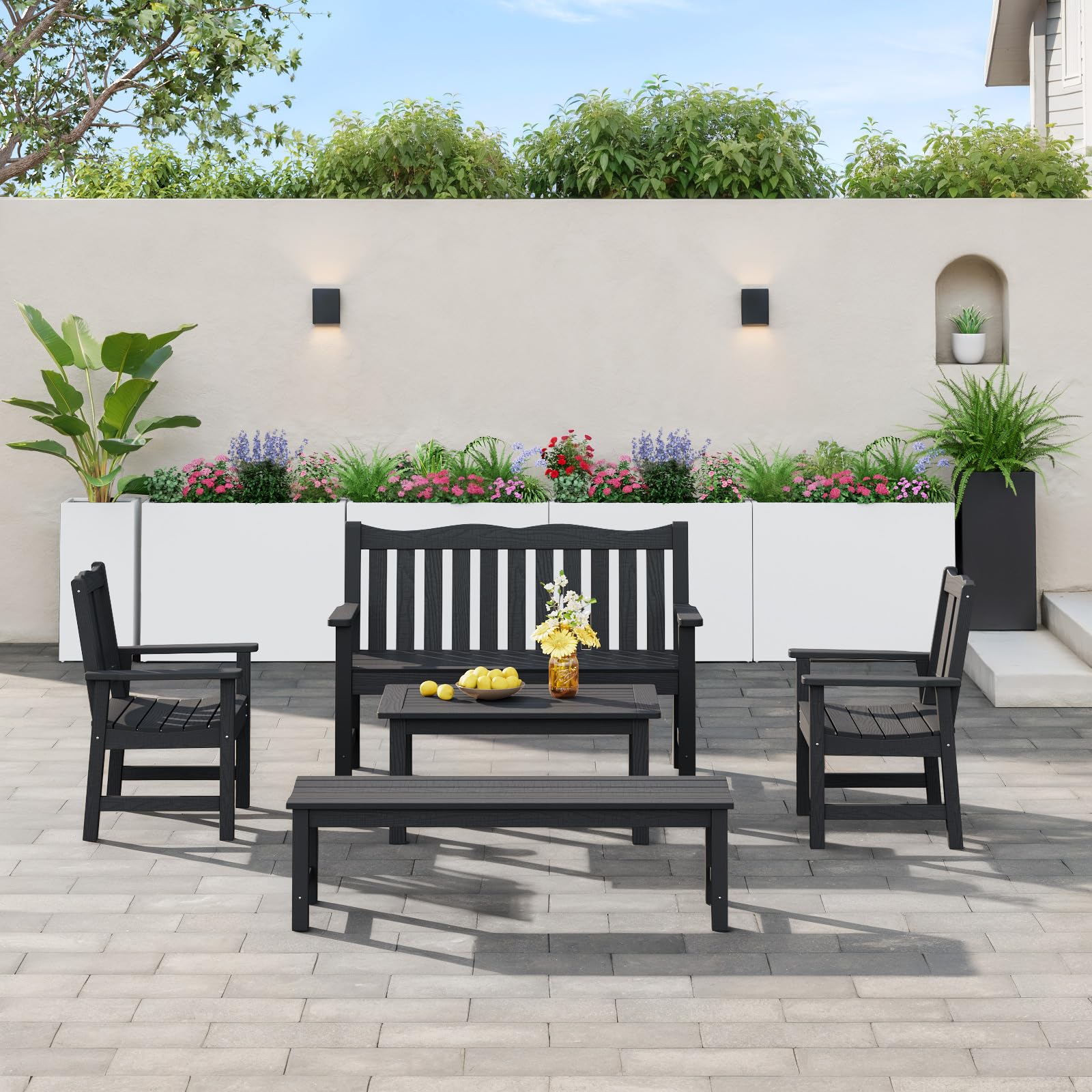 Stoog 38" Large Planters for Outdoor Plants Set of 2, Rectangular Metal Planter Box with Removable Insert Shelf, Ideal for Plants, Flowers, Vegetables, Garden, White