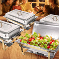 9.5 QT Chafing Dishes, 4 Pack High Premium Stainless Steel Complete Set,Heating and Cooling Chafing Dish, Rectangular Chafing Dish Buffet Set for Buffet, Party, Gatherings Banquet, Wedding