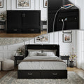 AFI, Marion Queen Wood Murphy Bed Chest with 6" Mattress, Storage Drawer, & Built-in Charger, Black