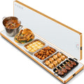 Electric Warming Tray (Extra Long 59”x12”)，Commercial Food Warmers for Parties Buffet, Warming Mat for Food with Thermostat, Tempered Glass Chafing Dishes with Adjustable Temperature, White