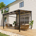 Garvee 10x10 ft Outdoor Lean to Gazebo, Wall Mounted Patio Hardtop Gazebo Pergola with Polycarbonate Roof, Upgraded Steel Frame Hardtop Pavilion for Patio, Garden, Lawn, Deck