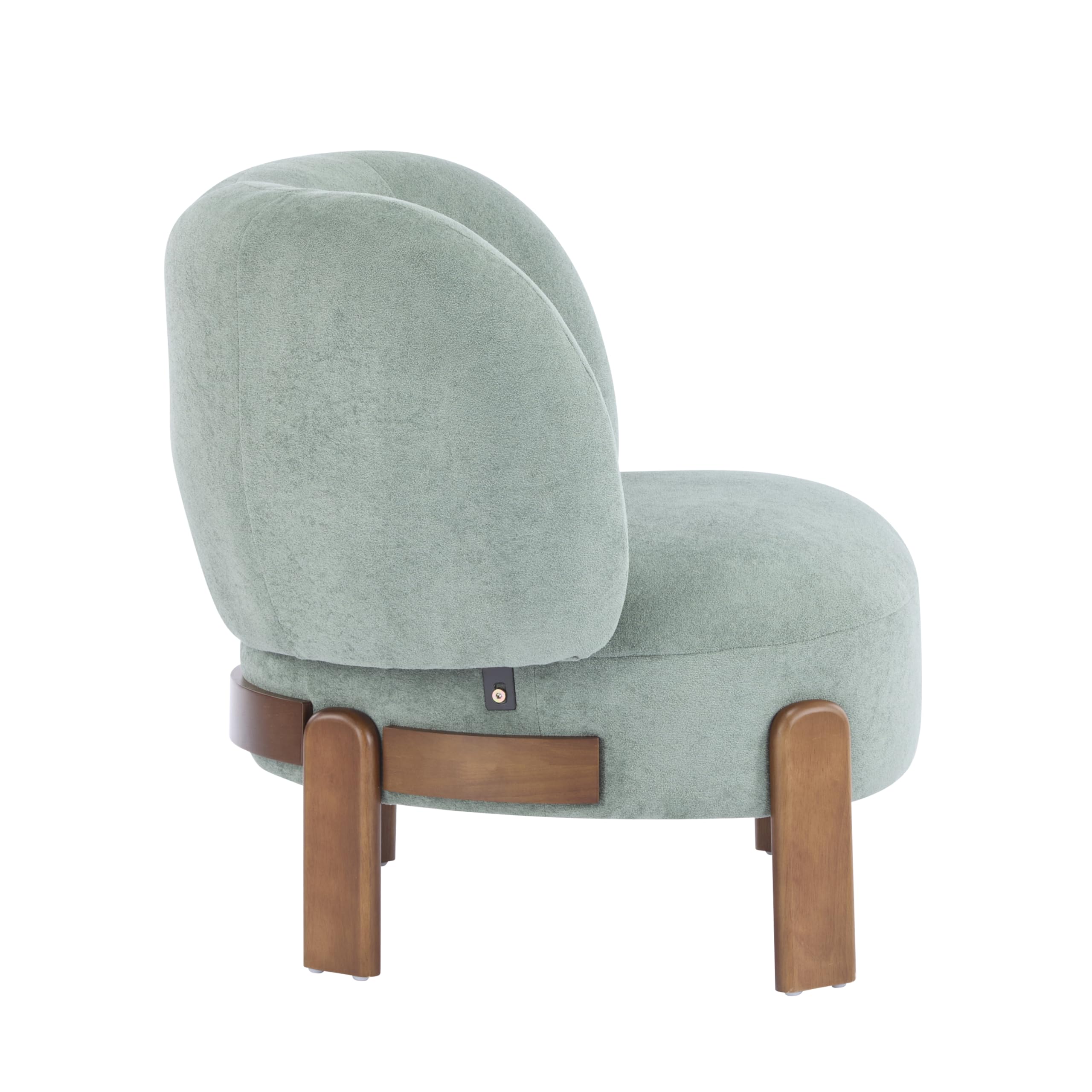 Christopher Knight Home Lily Solid Wood Wingback Accent Chair, Fabric Upholstered Club Chair, Curved Backrest Single Sofa, Comfy Reading Lounge Chair for Living Room, Soft Cushion Seating, Green