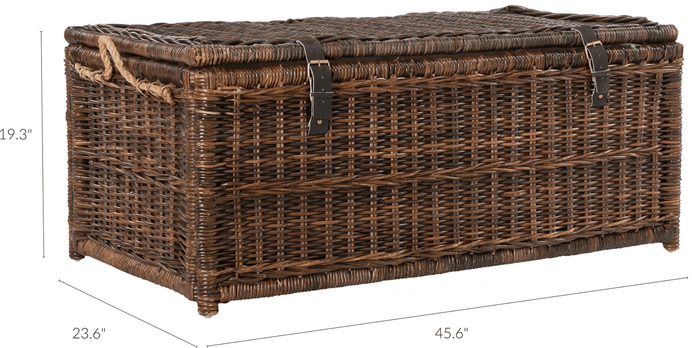 happimess HPM9000B Caden 46" Wicker Storage Trunk, Collapsible for flat storage, Rattan-Sarang Buaya, Coastal for Office, Dorm Room-LivingRoom, Bedroom, Dining Room, Brown
