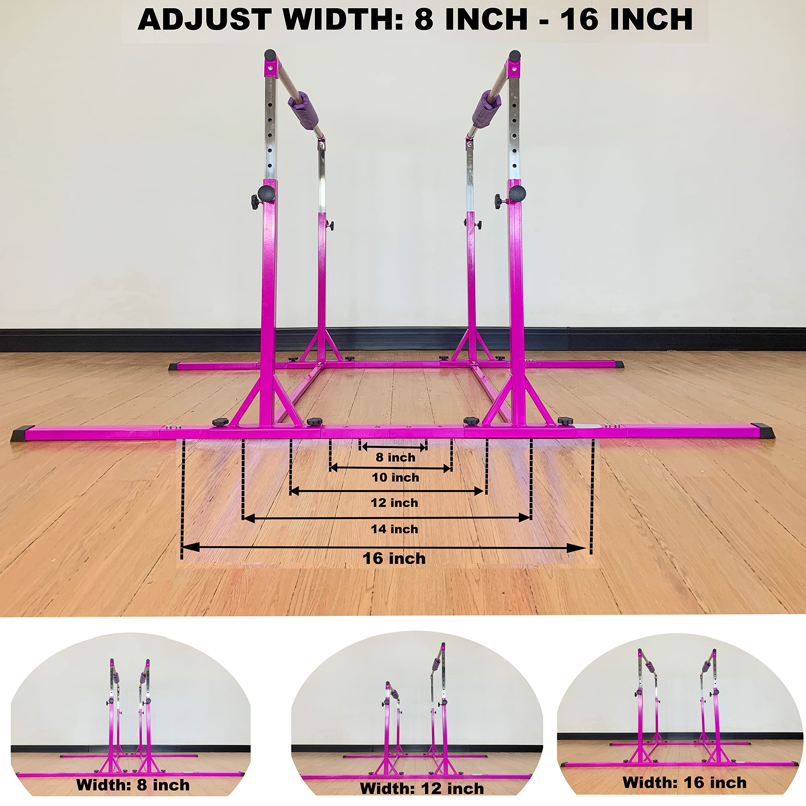 MARFULA Gymnastics Double Horizontal Bars 3Play Parallel Bars Uneven Bars Gymnastics Training Kip Bar with 304 Stainless Steel Regulating Arms & Fiberglass Rail for Indoor Outdoor Home Club Use