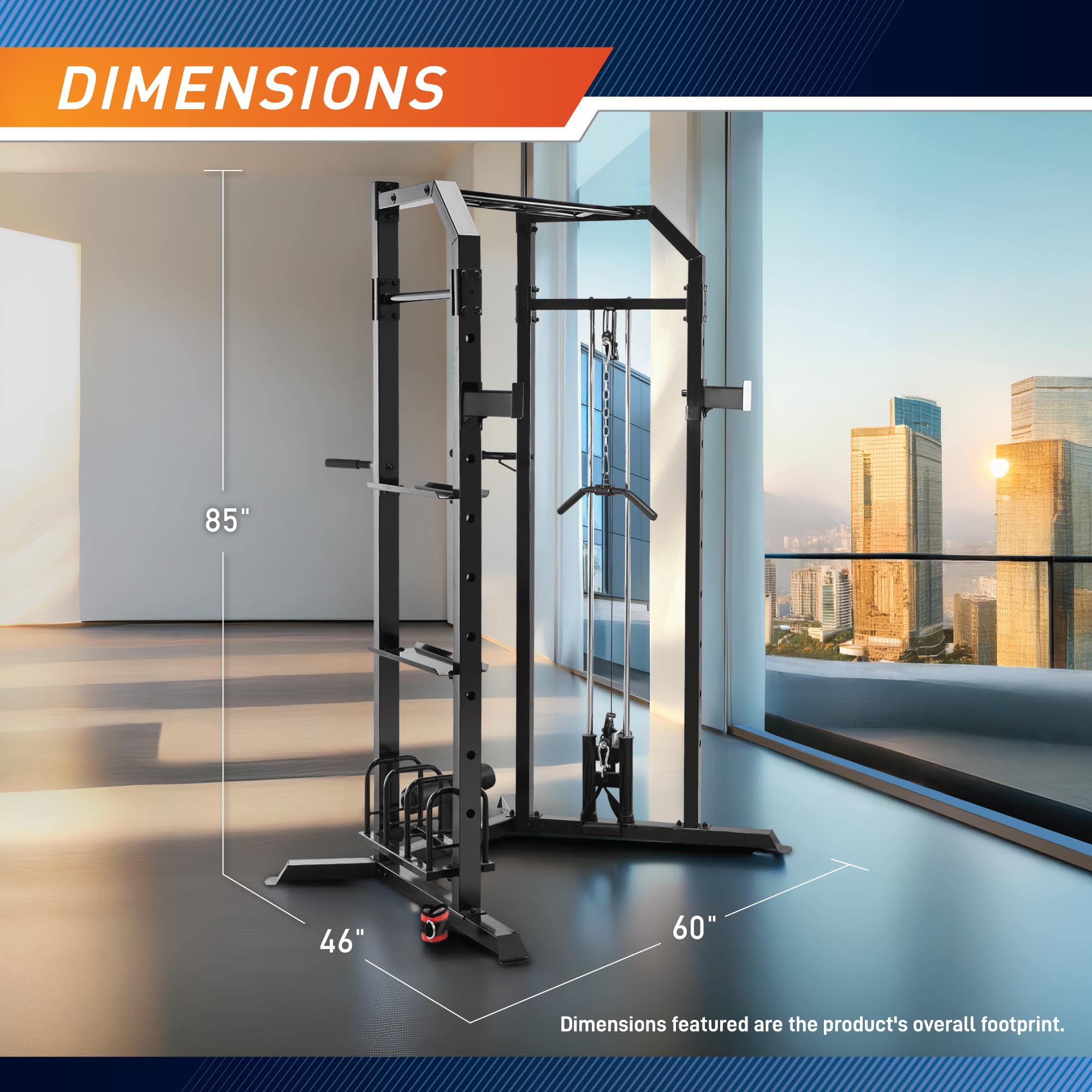 Marcy Olympic Strength Training Power Tower, Cage with Pulley Home Gym System SM-3551AMZ