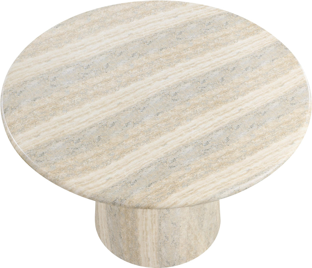 Meridian Furniture 701Travertine-T Cosenza Collection Art Deco 48.5" Indoor/Outdoor Concrete Dining Table with Travertine Finish, 48.5" W x 48.5" D x 30" H, Travertine