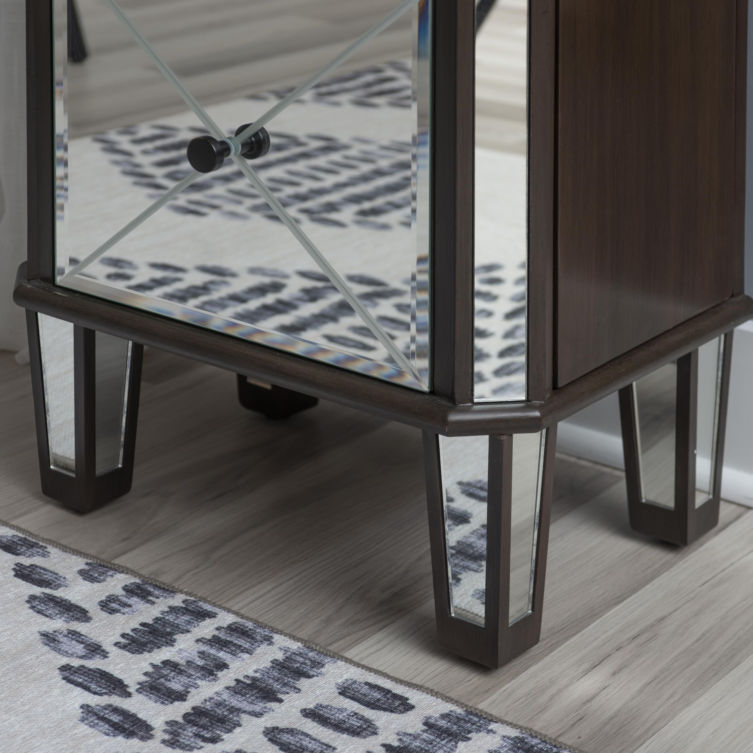 Powell Elsie Dark Espresso Wooden Jewelry Armoire with Mirrored Front