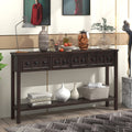 Merax Wood Farmhouse Entry Way Hallway Table with Drawers and Bottom Shelf Narrow Long Sideboard for Living Room (Espresso)