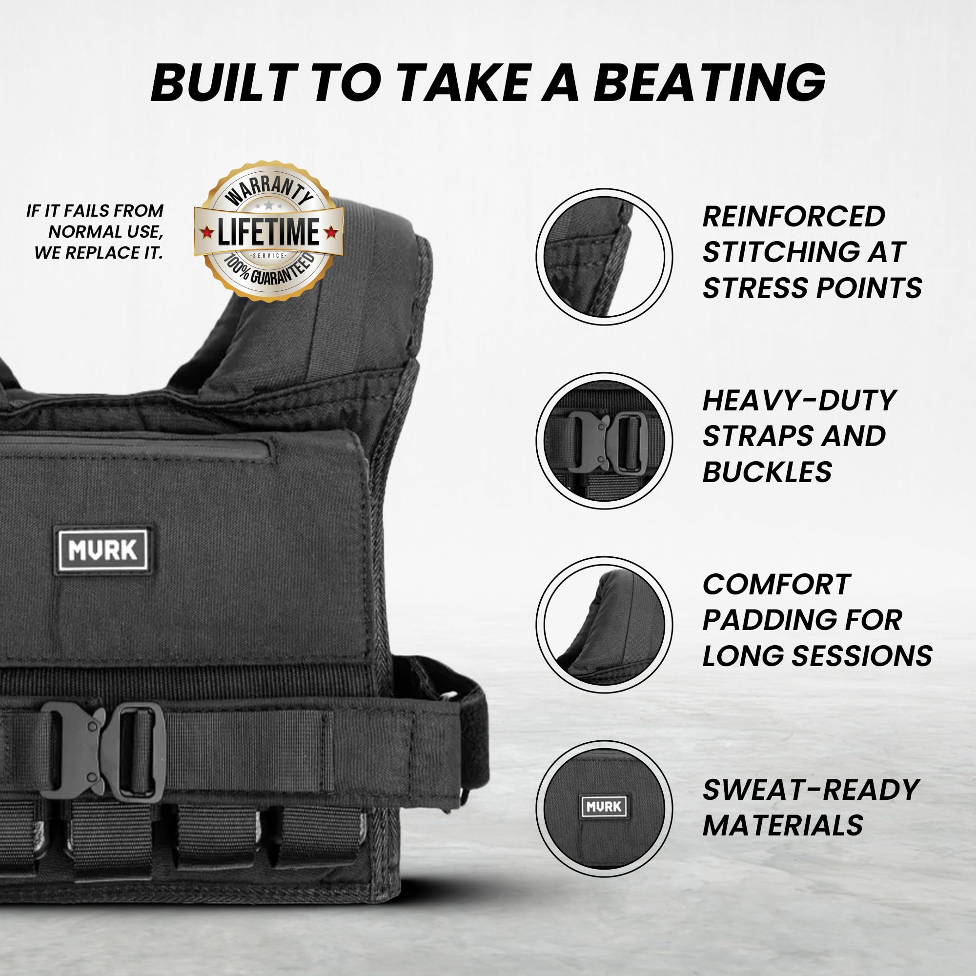 MVRK Weighted Vest Men 80lbs - Weighted Workout Vest With Removable Iron Weights, Heavy Duty Weighted Exercise Vest For Functional Training & Calisthenics - Weight Vest for Men and Women (80lbs)