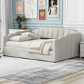 DNYN Full Size Upholstered Daybed for Bedroom,Guest Room,Lift Up Storage Bedframe w/Wood Slat Support,Space Saving Design, Beige