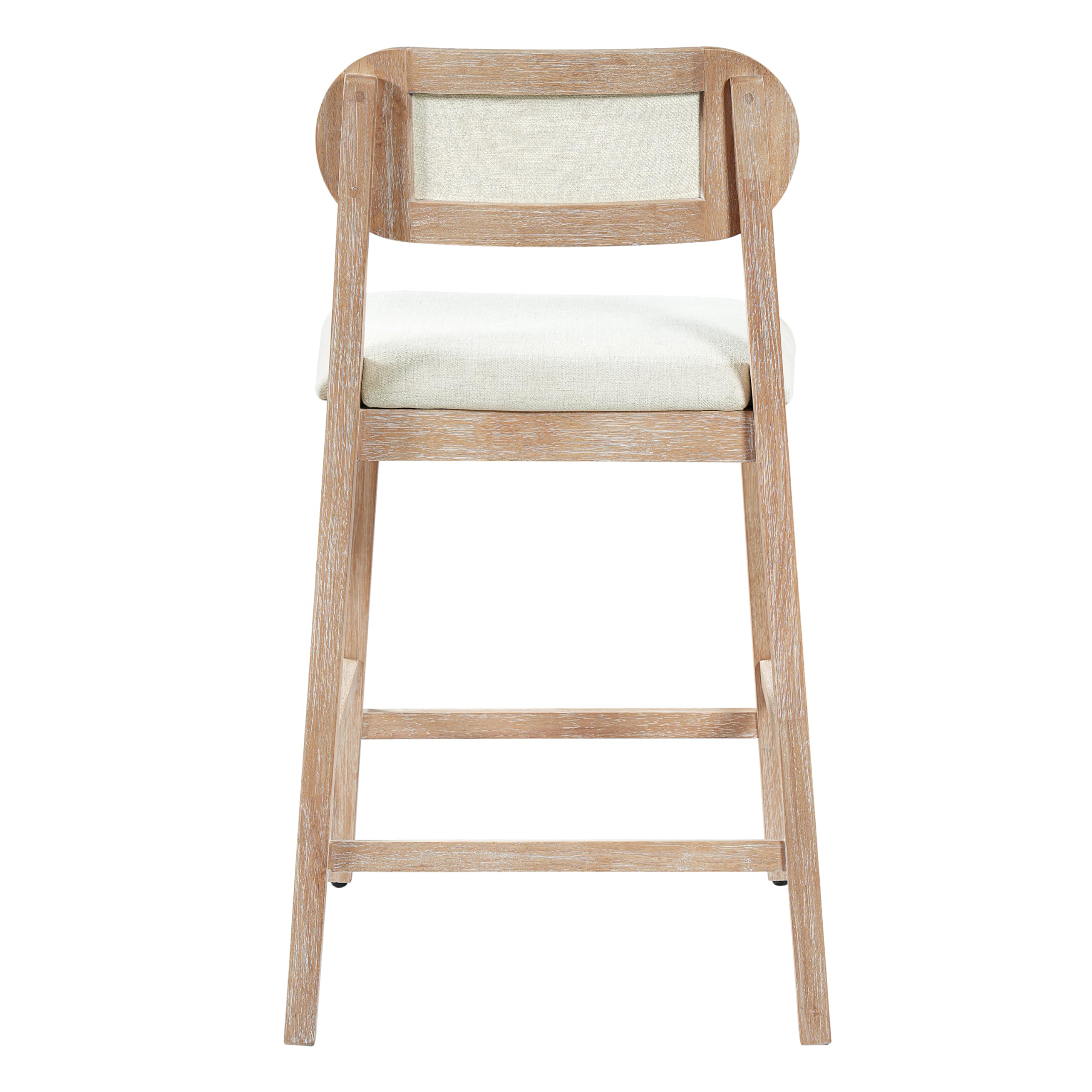 Christopher Knight Home Kaylin Modern Counter Height Bar Stools Set of 2, Upholstered Bar Stool for Kitchen Island, Rubberwood Dining Room Chair, Counter Stool with Footrest, Natural+Beige