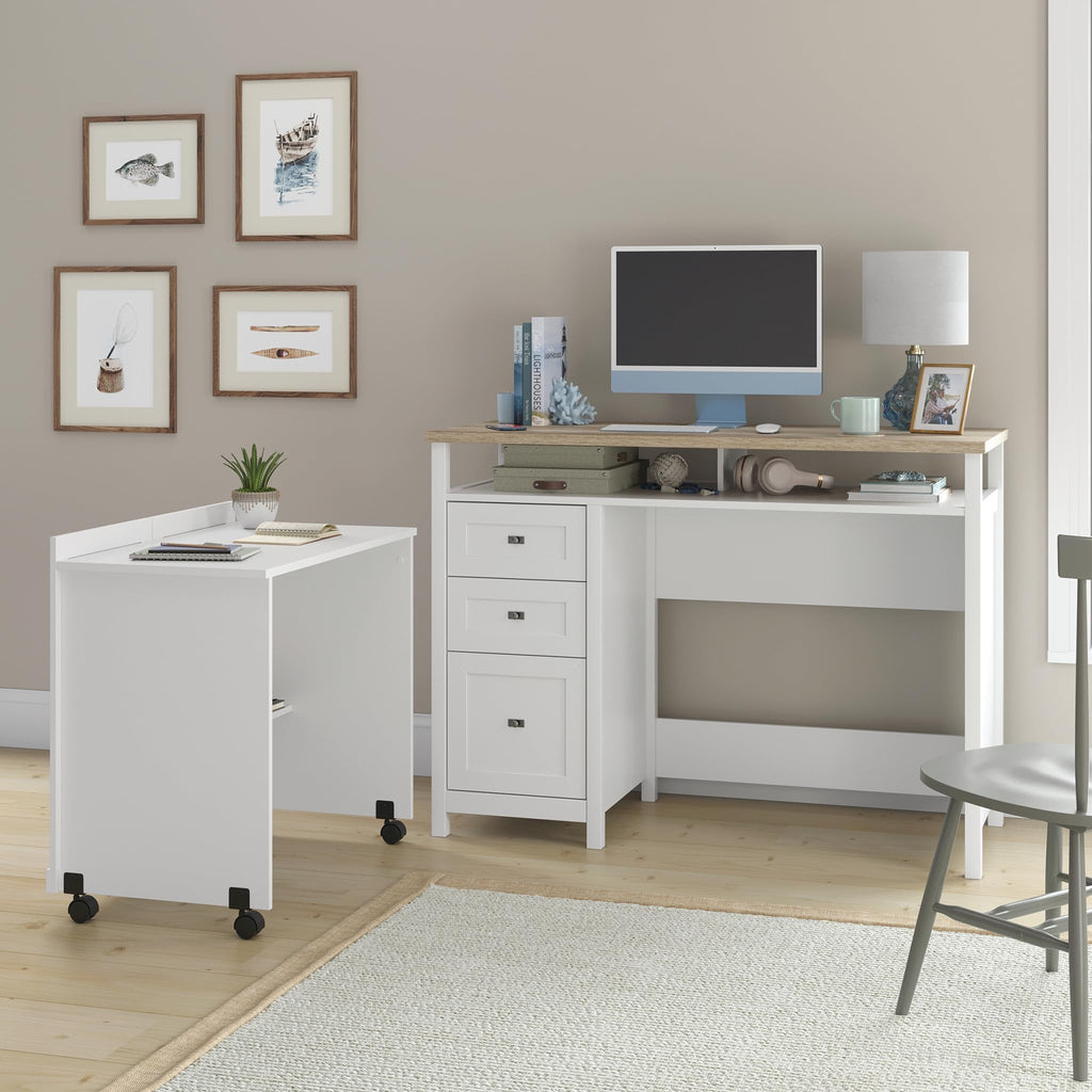 Sauder Cottage Road Credenza Desk, White Finish