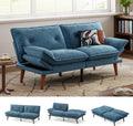 LINSY HOME Futon Sofa Bed, 70" Chenille Futon Couch with Adjustable Backrest Armrest, 3 in 1 Convertible Comfy Loveseat Sleeper Sofa Bed for Small Spaces Dorm Room Apartment Home Office（Blue）