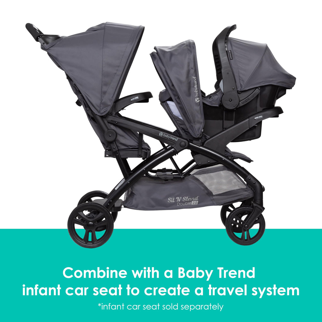 Baby Trend Sit N' Stand® Double 2.0 Stroller, Dash Grey