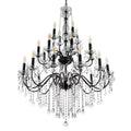 Wellmet Black Chandelier Light Fixture, Luxury Maria Theresa Crystal Chandeliers for High Ceiling Foyer, 24 Lights Hanging Pendant Light for Living Room EntryWay Hall Staircase Large 35.66" (Black)