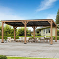 Big Leaf 12x20 Foot Cedar Hardtop Gazebo with Slanted Roof - Durable Rot-Resistant Wood Grill Pavilion, Supports Extreme Snow Loads & High Wind Resistance, Ideal for Deck, Yard or Garden Installations