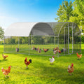 LEVELEVE Large Walk-in Chicken Coop with Chicken Run, Galvanized Poultry Enclosure with Waterproof Anti-UV Cover and Security Lock, Ideal for Rabbit, Duck, Backyard and Farm Yard，13.1'x 9.8'x 6.6'