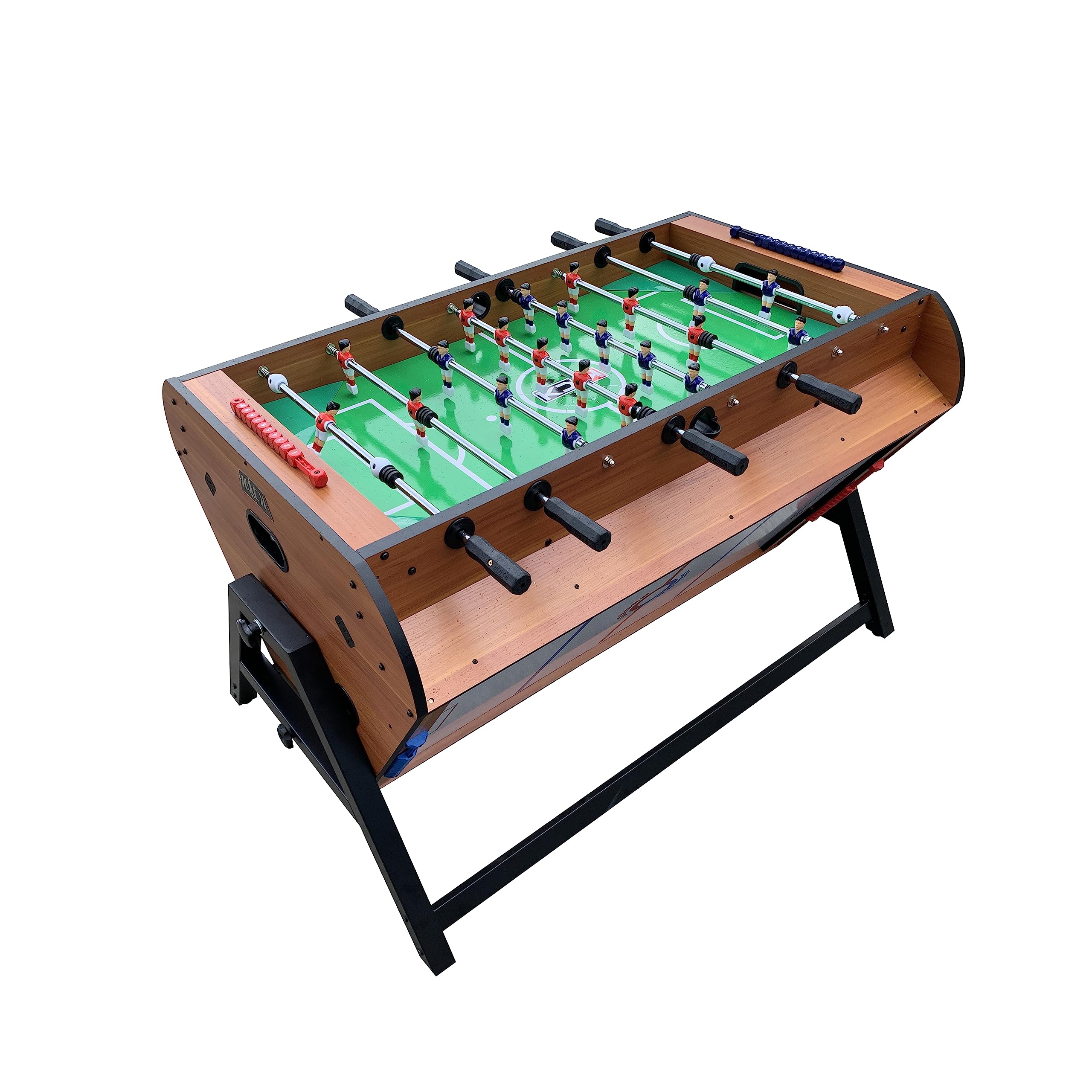 KICK Triplex 55″ Telescopic Rods 3-in-1 Swivel Multi Game Table (Brown) – Foosball, Pool/Billiards & Air Hockey