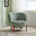 Christopher Knight Home Lily Solid Wood Wingback Accent Chair, Fabric Upholstered Club Chair, Curved Backrest Single Sofa, Comfy Reading Lounge Chair for Living Room, Soft Cushion Seating, Green
