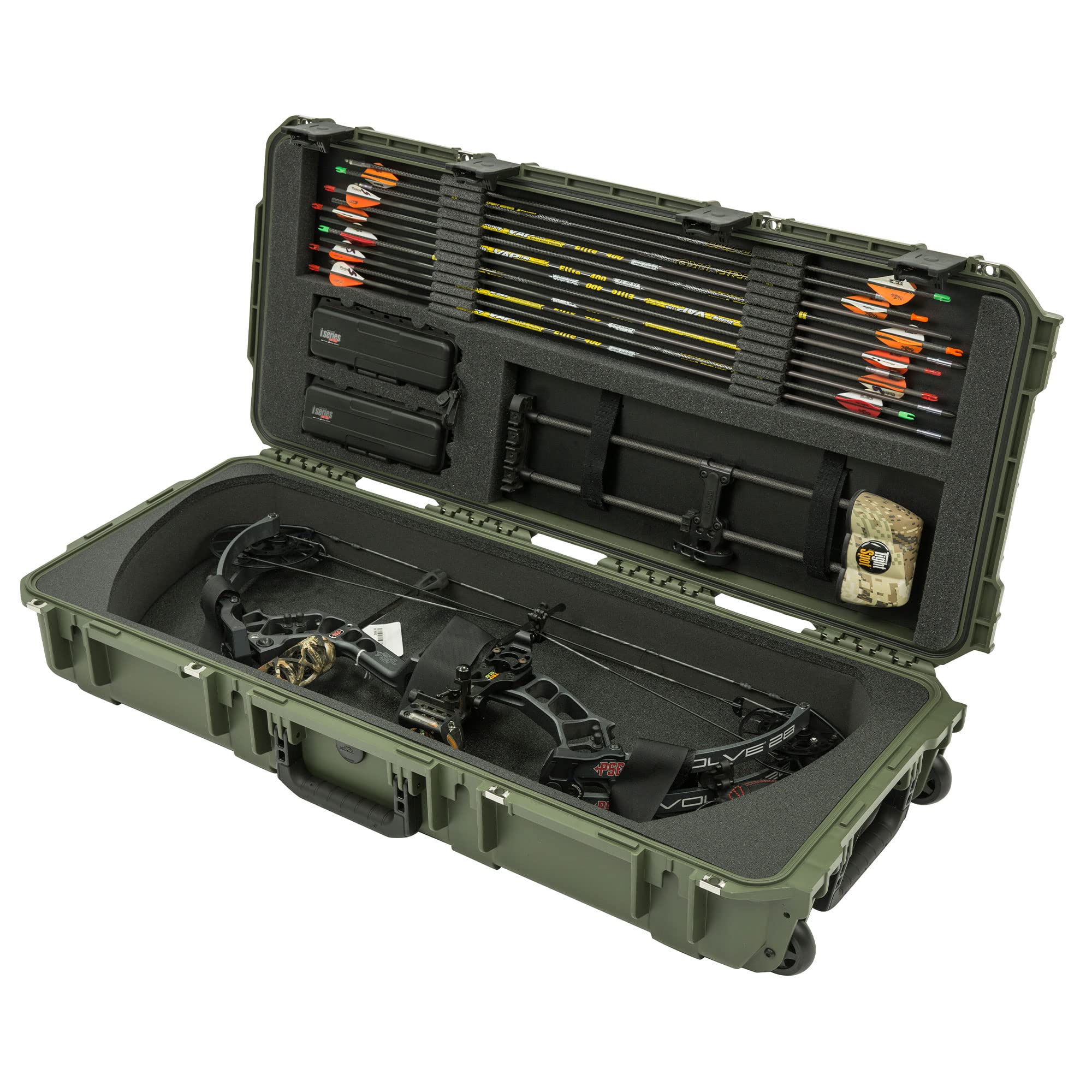 SKB Cases iSeries 3i-3614-PL-M Small Parallel Limb Bow Case, Hard Shell Compound Bow and Arrow Case with Wheels and Trigger Latch System