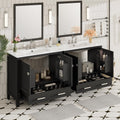 Favfurish 72" Double Bathroom Vanity with Ceramic Sink,Free Standing Single Basin Vanity Set w/Storage Shelves & Divided Drawer,Soft-Close Doors,Bathroom Storage Solution,Mirror Not Included,Black