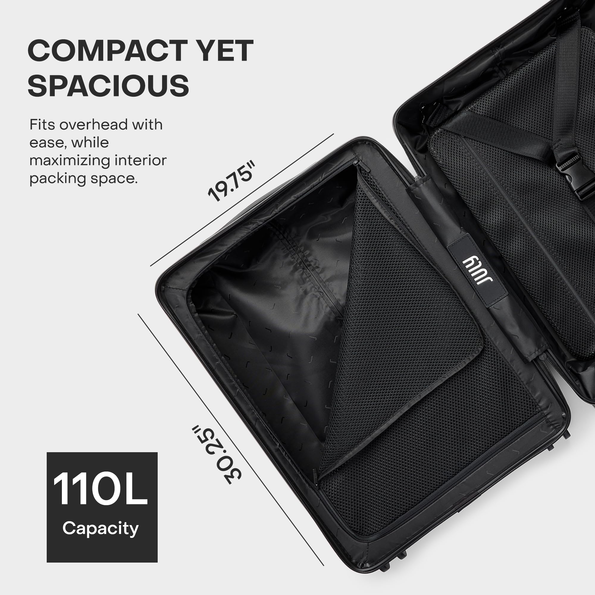 July Checked Plus Expandable - 28.75" Airline Approved Check In Luggage with Wheels, Rolling Suitcase for Men & Women - TSA Lock, Silent Spinner Wheels, Expansion Zip, Y-Strap - Dark Brown