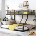 Favfurish Twin XL Over Queen Metal Floor Bunk Bed with Sloping Stairs and Safety Guardrails for Bedroom,Guest Rooms, No Box Spring Needed, Simple to Assemble,Black