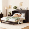 DNYN Queen Size Murphy Bed Frame with Storage Drawer for Bedroom/Guest/Study Room, Space-Saving Foldable Bed with Rattan Decoration, No Box Spring Needed & Easy Assemble