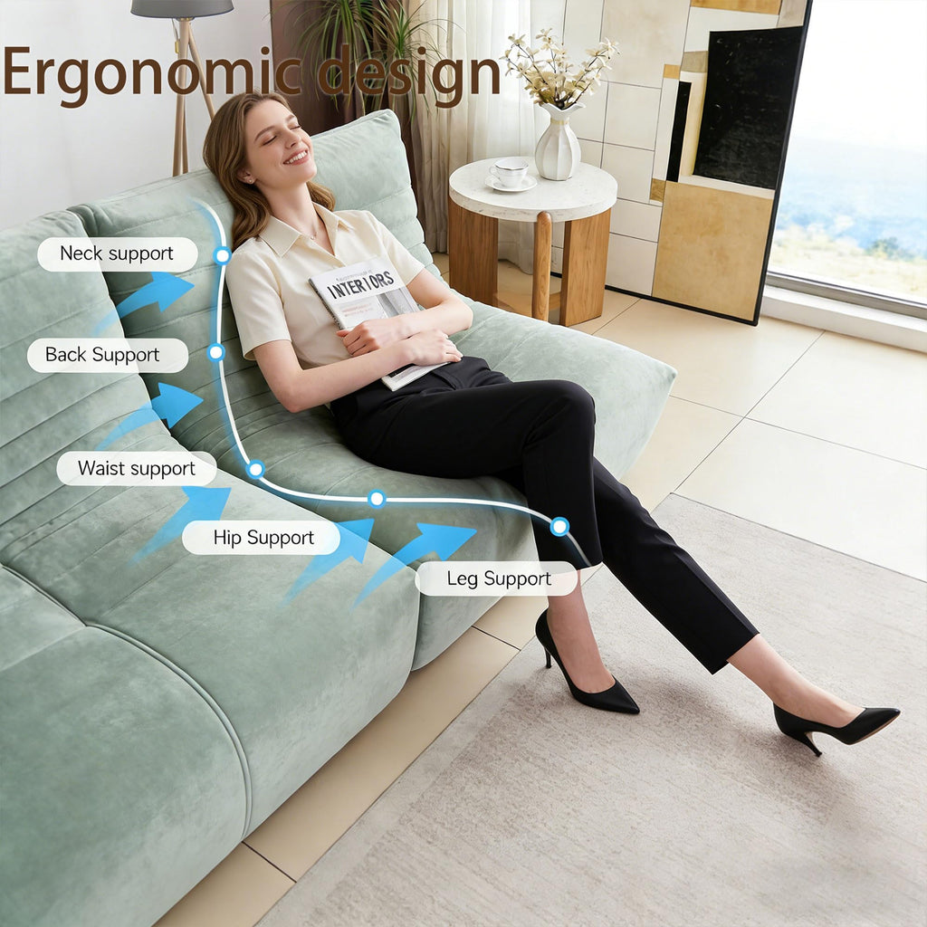 Bean Bag Chairs for Adults Premium Chenille Comfy Reading Chair Low Center of Gravity Lazy Sofa Lounger with Non-Slip Base for Living Room Bedroom Office Pale Green 51.18″