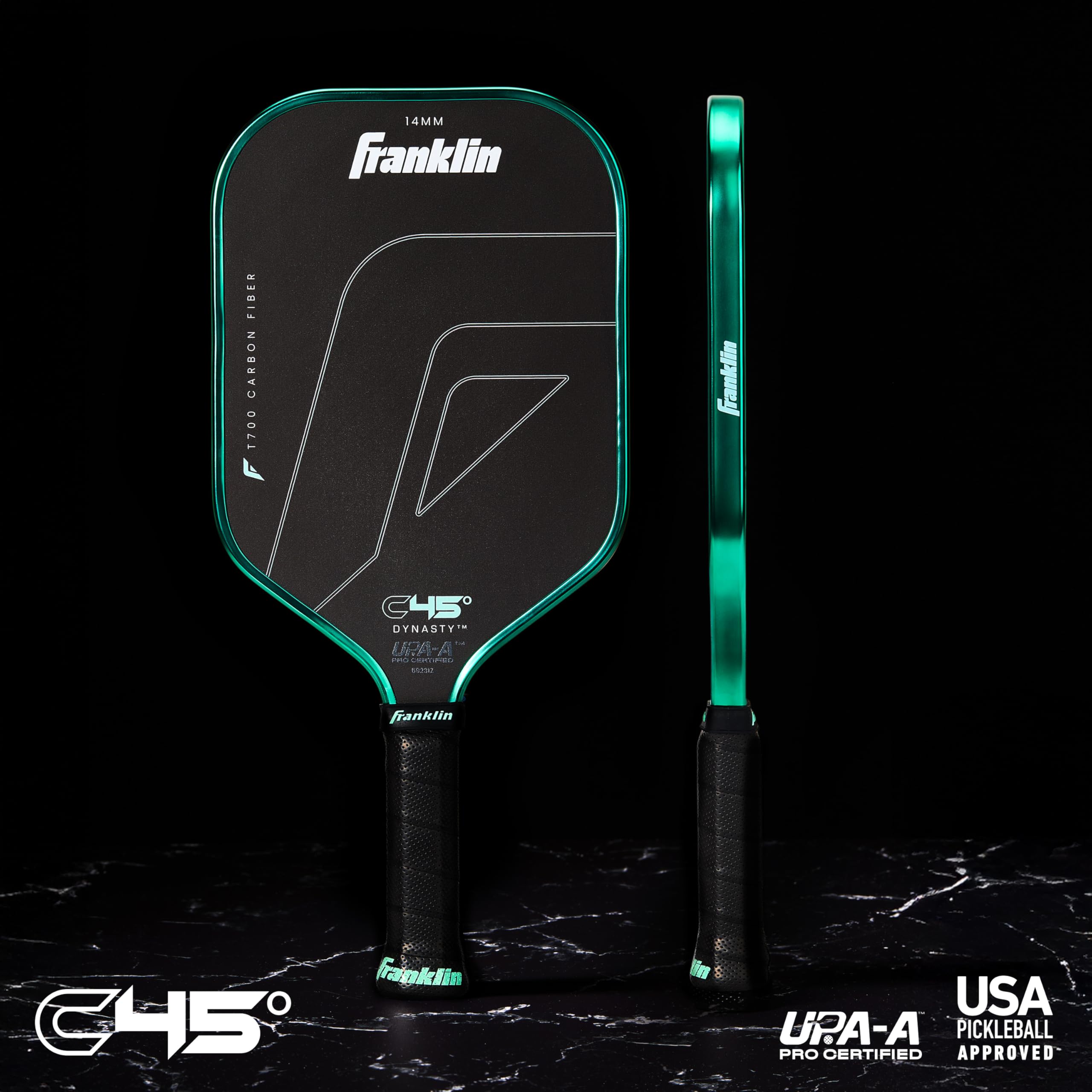 Franklin Sports PRO Pickleball Paddles – C45 Carbon Fiber Series - Official USAP + UPA Approved – Pro Player Design, Dynasty 14MM Mint