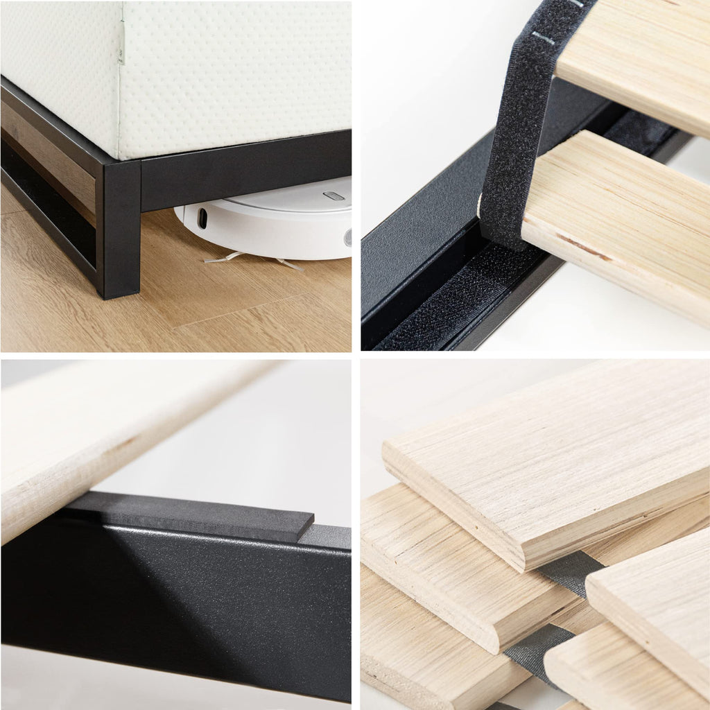 Zinus Suzanne Bamboo and Metal Platform Bed Frame, 7-Inch Low Profile, Solid Steel Construction, No Box Spring Needed, Wood Slat Support, Easy Assembly, Grey Wash, King