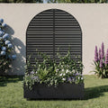 Metal Raised Garden Bed with Trellis and Wheels, 71"x47"x16" Planter Box with Privacy Screen & Drainage Holes, Arched Outdoor Garden Bed for Climbing Plants, Vegetables, Flowers (Black-Louvered)