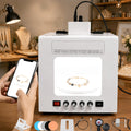 QIUNAOZI Adjustable Turntable Premium Photo Studio, Professional Jewelry Photography Light Box Kit, Hanging Bracket, 4pcs Fill Lights, Adjustable Brightness, for Jewelry, Small Items White-TB30
