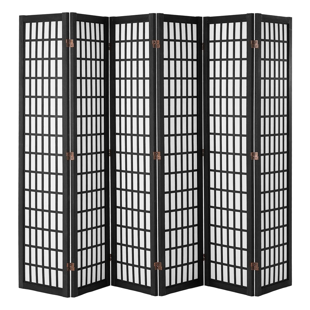 Amacv Room Divider, 6 Panel Japanese Room Divider, Folding Privacy Screen Indoor, Portable Partition Dividers and Decoration Screens, for Room Separation, Home, Office, Restaurant & Bedroom (Black)